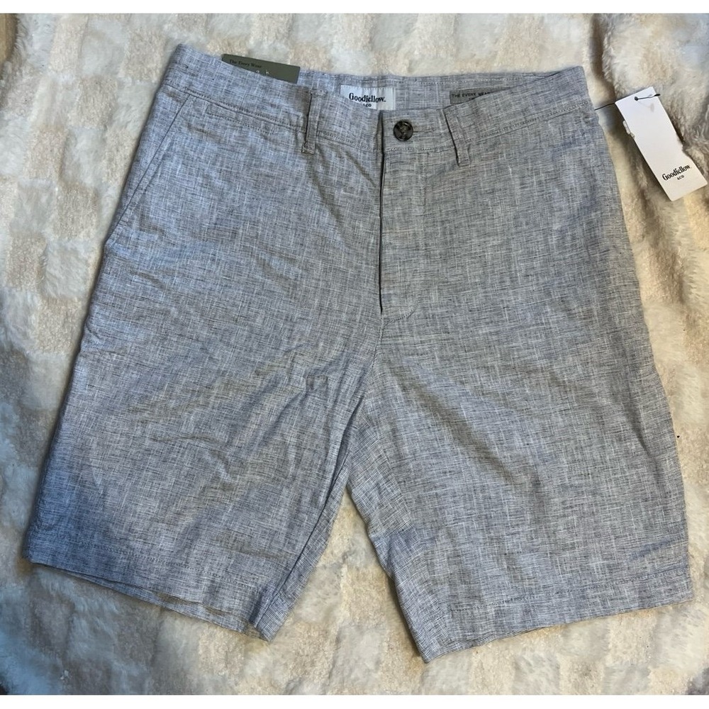 Goodfellow & Co Mens Every Wear Linen Cotton Blend 9 Inch Inseam Shorts Gray NWT